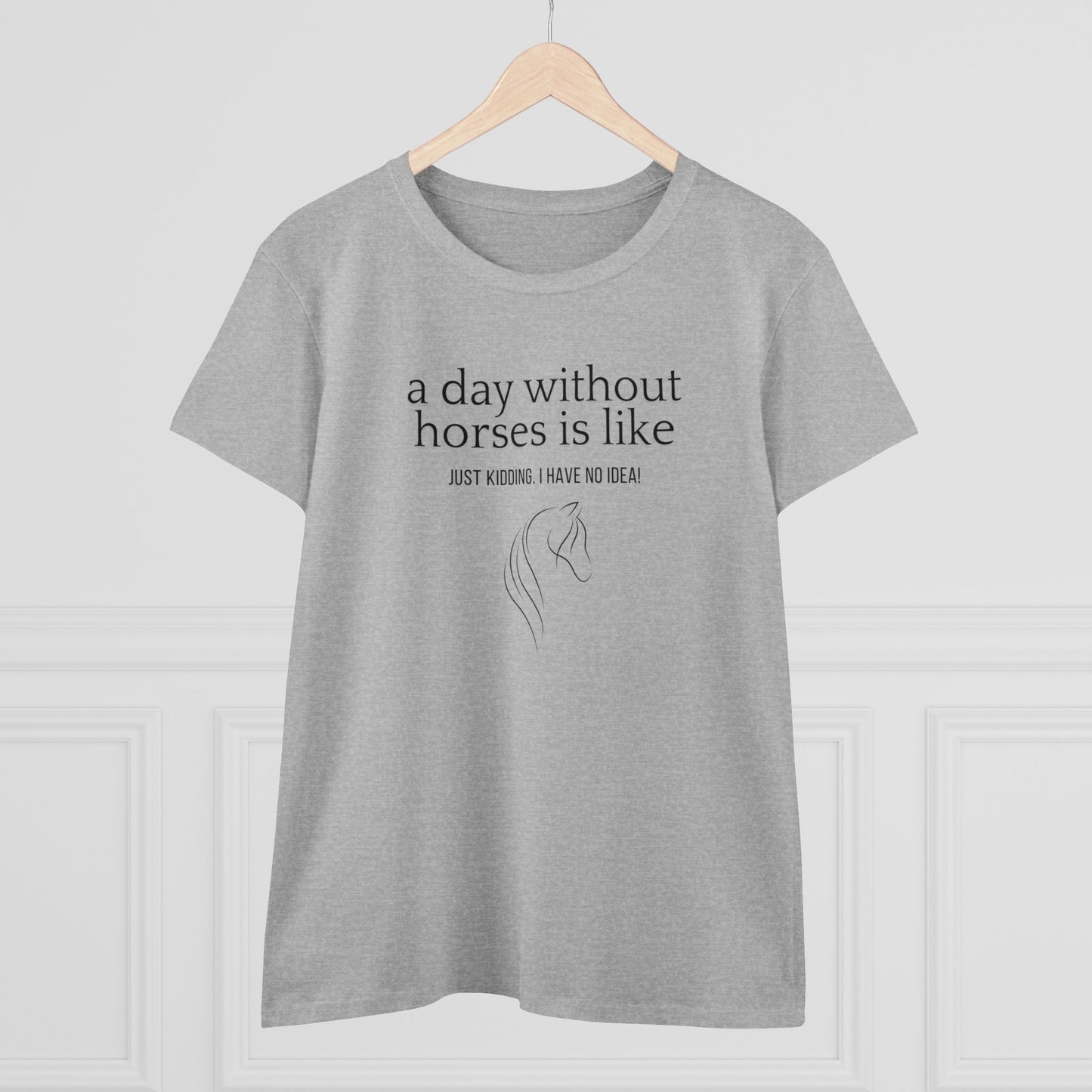 Horse t-shirt displayed on a hanger