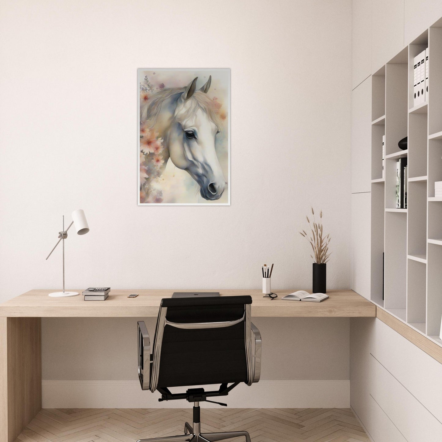 Luna the Beautiful Grey Horse Art Home Office