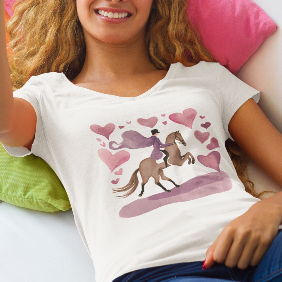 v neck dressage horse tshirt