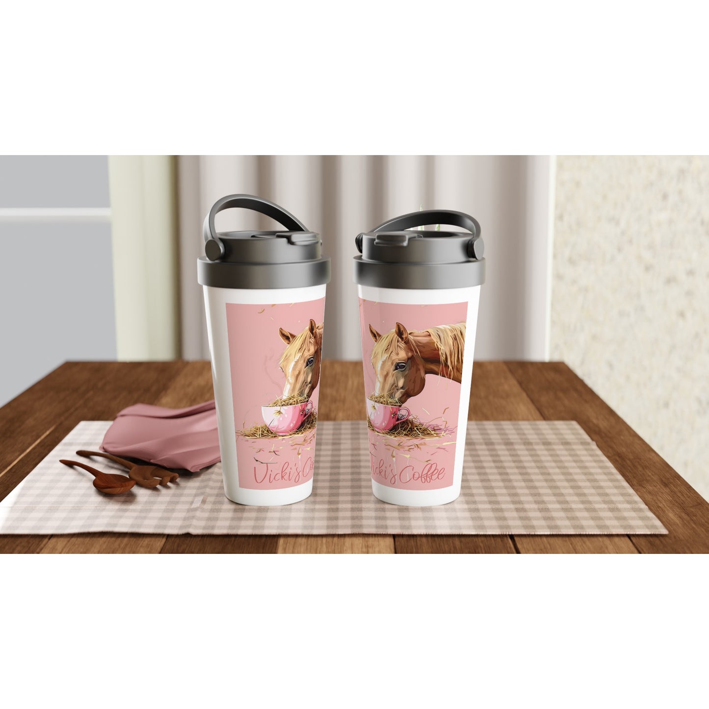 Personalized Horse & Coffee Travel Mug